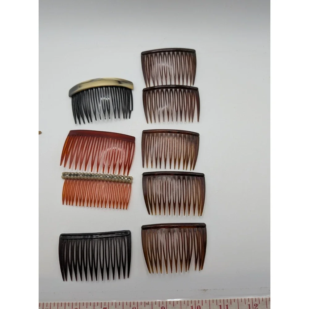 Vintage Goody Mini Hair Combs Side‎ Pin Brown Marble Tortoise 2